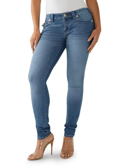 Shop True Religion Stella Womens Low-rise Medium Wash Skinny Jeans In Blue