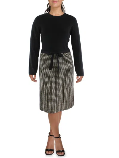 Shop Max Studio Womens Pattern Colorblock Midi Dress In Black