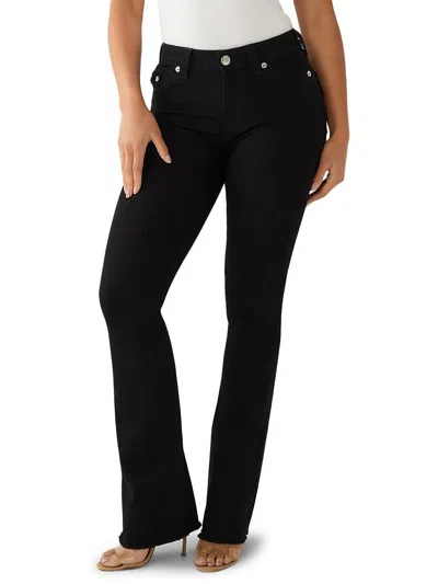 Shop True Religion Becca Womens Mid-rise Raw Hem Bootcut Jeans In Black