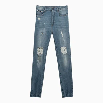 Shop Dolce & Gabbana Dolce&gabbana Audry Denim Skinny Jeans With Wear And Tear In Multicolor