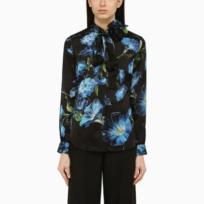 Shop Dolce & Gabbana Dolce&gabbana Bellflower Print Shirt In Black