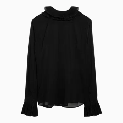 Shop Dolce & Gabbana Dolce&gabbana Blend Shirt With Pleated Collar And Cuffs In Black