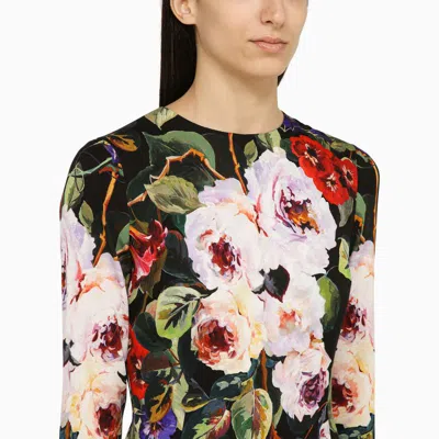 Shop Dolce & Gabbana Dolce&gabbana Rose Print Sheath Dress In In Multicolor