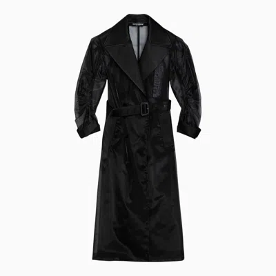 Shop Dolce & Gabbana Dolce&gabbana Semi-transparent Blend Coat In Black