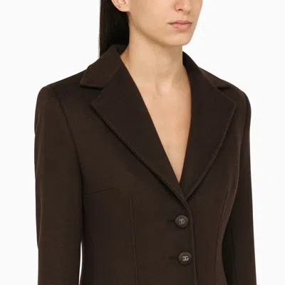 Shop Dolce & Gabbana Dolce&gabbana Slim-fit Single-breasted Coat In Brown