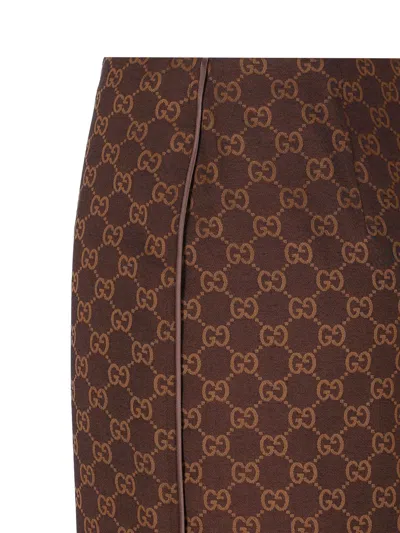 Shop Gucci Skirts In Dark Brown/camel