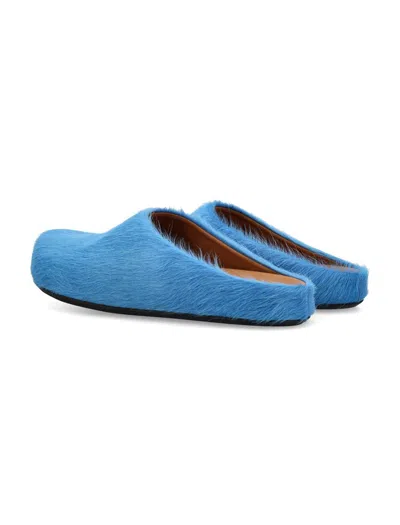 Shop Marni Long-hair Clafskin Fussbett Sabot In Royal Blue