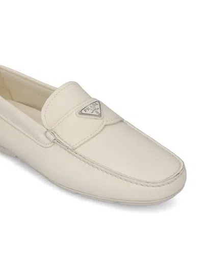 Shop Prada Flat Shoes In Ivory