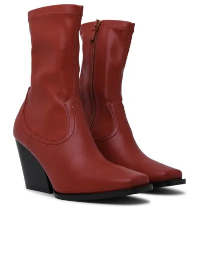 Shop Stella Mccartney Polyurethane Blend Terra Texan Ankle Boot In Red
