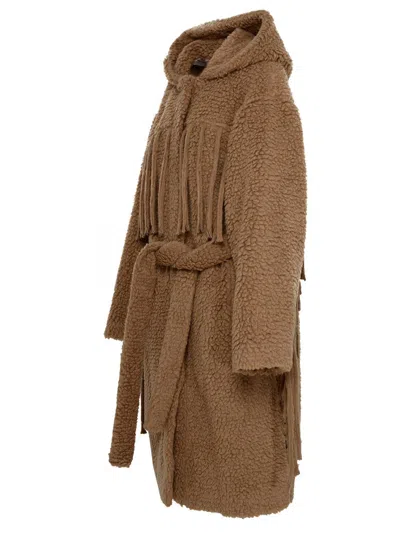 Shop Stella Mccartney Wool Blend Teddy Coat In Brown