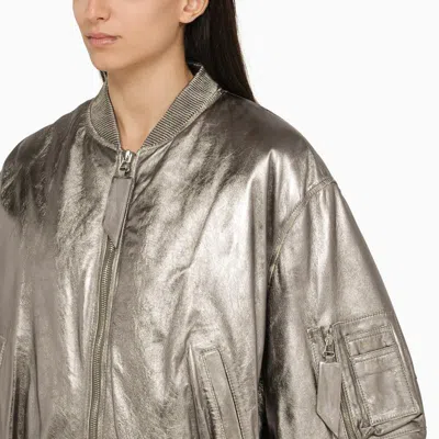 Shop Attico The  Anya Silver Bomber Jacket In Metal