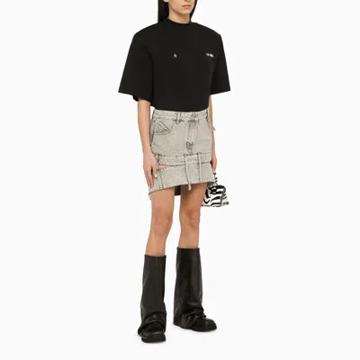 Shop Attico The  Light Denim Miniskirt In Grey