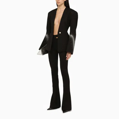 Shop Attico The  One-breasted Jacket With Rhinestones In Black