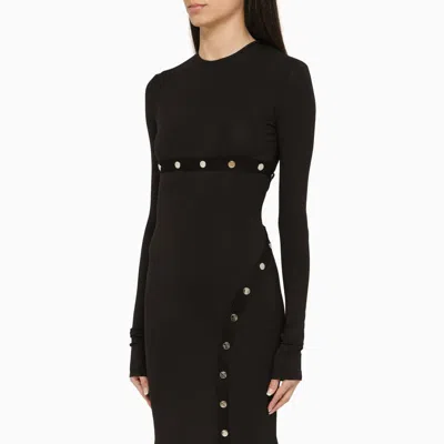 Shop Attico The  Midi Dress With Snap Buttons In Black