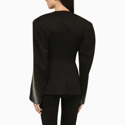 Shop Attico The  One-breasted Jacket With Rhinestones In Black