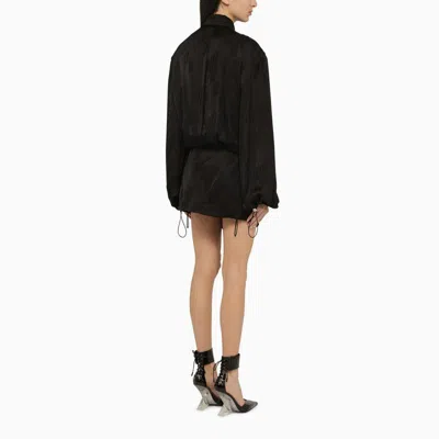 Shop Attico The  Satin Mini Dress With All Over Logo In Black