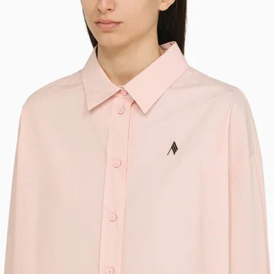 Shop Attico The  Poplin Shirt With Logo Embroidery In Pink