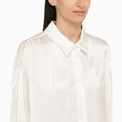 Shop Attico The  Satin Shirt With Allover Logo In White
