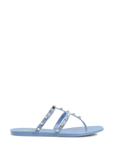 Shop Valentino Garavani Sandals In Popeline Blue