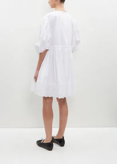 Shop Simone Rocha Front Bow Cotton Smock Dress In White/white