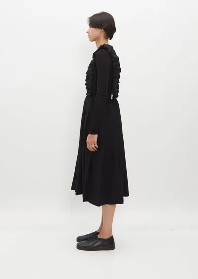 Shop Comme Des Garçons Comme Des Garçons Gathered Suspender Wool Skirt In Black