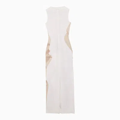 Shop Acne Studios White/beige Printed Sleeveless Long Dress