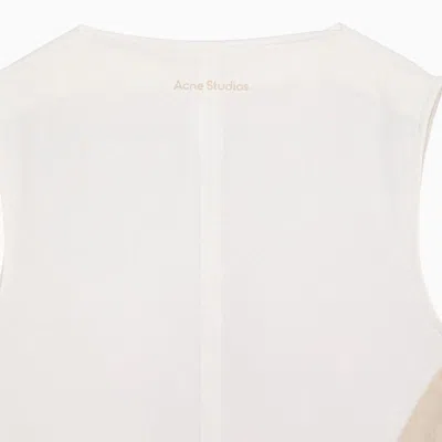 Shop Acne Studios White/beige Printed Sleeveless Long Dress