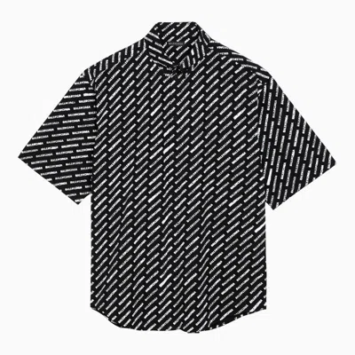 Shop Balenciaga Button-down Shirt With Logo Print In Black