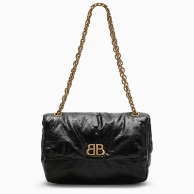 Shop Balenciaga Small Monaco Bag With Chain In Black