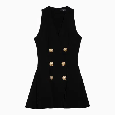 Shop Balmain Mini Dress With Gold Buttons In Black