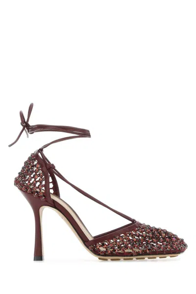 Bottega Veneta Strap-up High-heeled Sandals In Burgundy