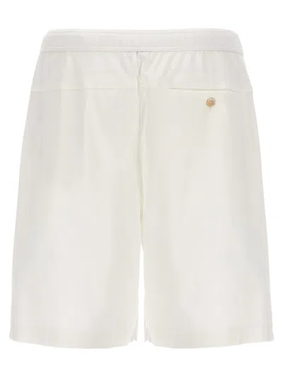 Shop Brunello Cucinelli Logo Embroidery Bermuda Shorts In White