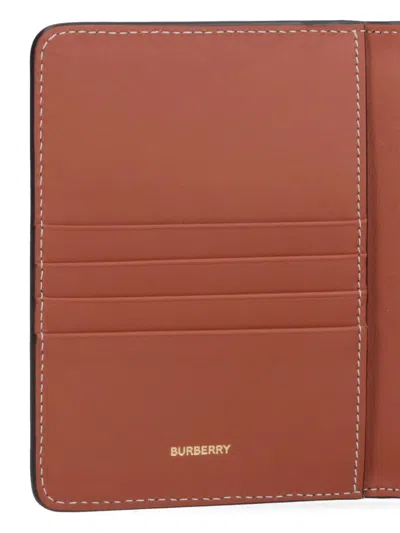 Shop Burberry Check Motif Passport Cover In Beige