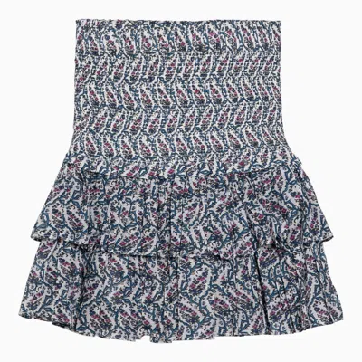 Shop Isabel Marant Étoile Écru Miniskirt With Multicolour Print In Beige