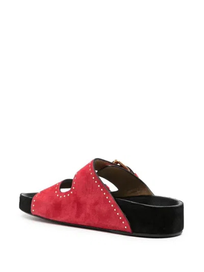Shop Isabel Marant Lennyo Suede Sandals In Scarlet Red