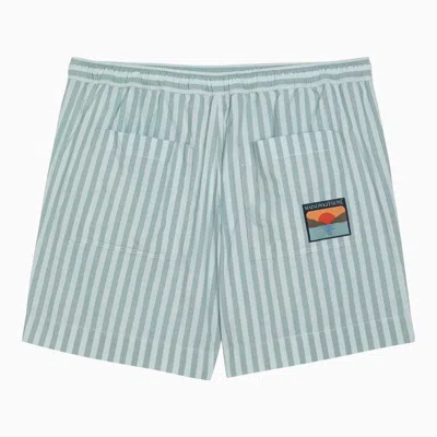 Shop Maison Kitsuné Striped Shorts In Blue