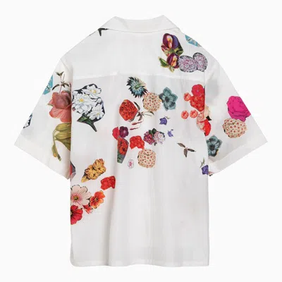Shop Marni Bowling Shirt With Flower Print In In White