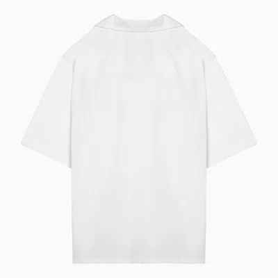Shop Marni Bowling Shirt With Flower Appliqué In White
