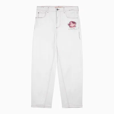 Shop Marni Jeans With Logo Application In White