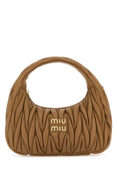 Shop Miu Miu Shoulder Bags In Beige O Tan