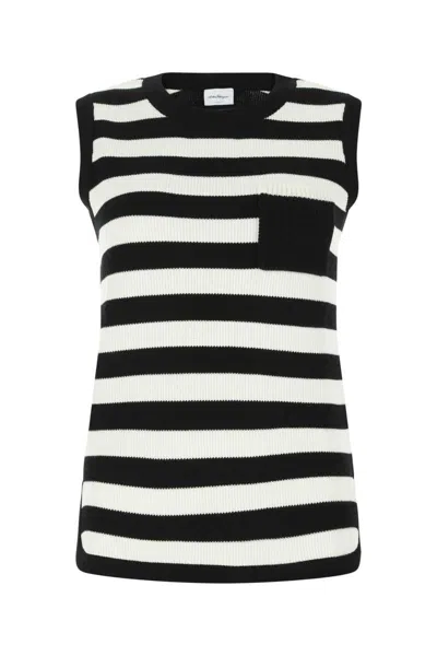 Ferragamo Stripe-pattern Virgin-wool Vest In Stripped