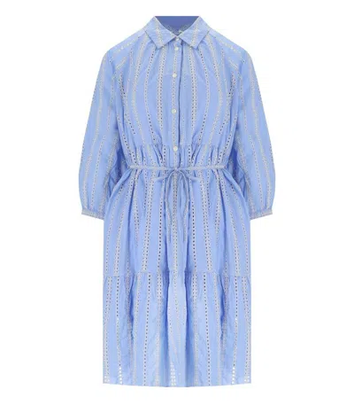 Shop Woolrich Light Blue Broderie Anglaise Shirt Dress