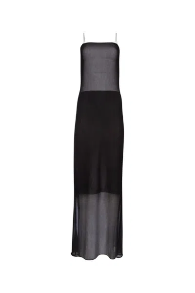 Jacquemus Panel Midi Straps Slit Block Dress In Black