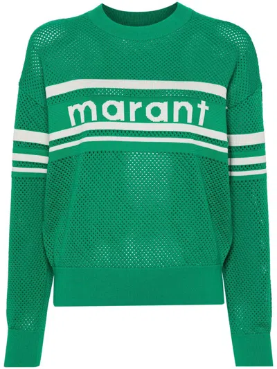 Shop Isabel Marant Étoile Arwen Openwork Sweater In Green