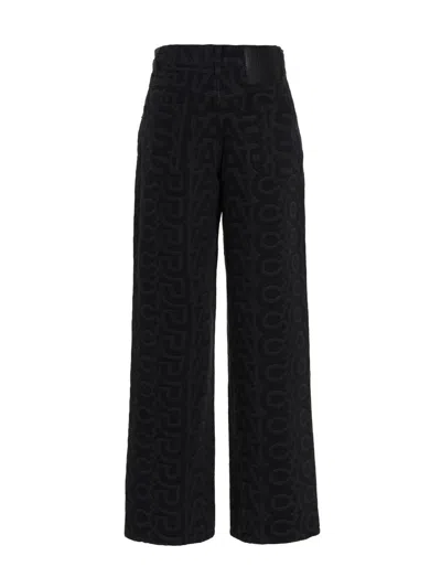 Marc Jacobs Monogram Patterned Straight Leg Jeans In Black