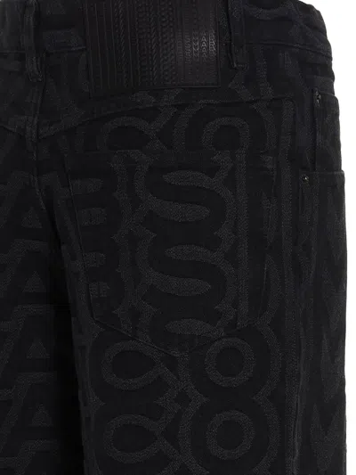 Marc Jacobs Monogram Patterned Straight Leg Jeans In Black