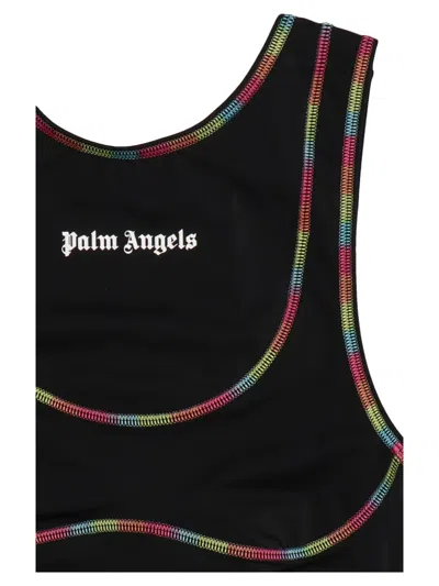 Shop Palm Angels 'rainbow Miami' Sporty Top In Black