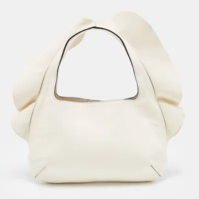 Shop Valentino Off- Leather 04 Rouches Edition Atelier Hobo In White