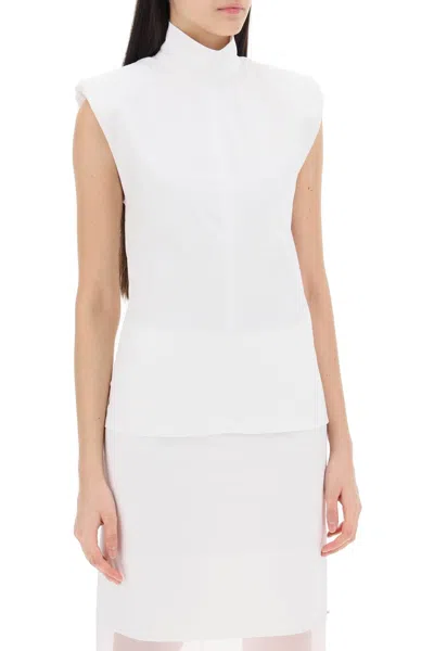 Shop Sportmax High-necked Sleeveless Top In Cann In Grey