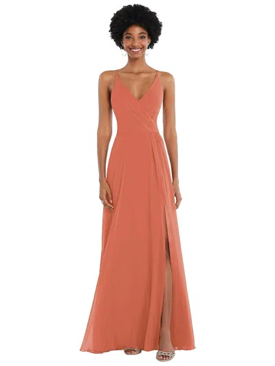 Shop After Six Faux Wrap Criss Cross Back Maxi Dress With Adjustable Straps In Pink